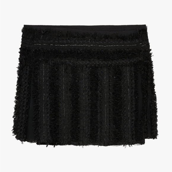 Zara Black Textured fabric High waist Mini Skirt Limited Edition tonal beads NWT - Picture 9 of 16